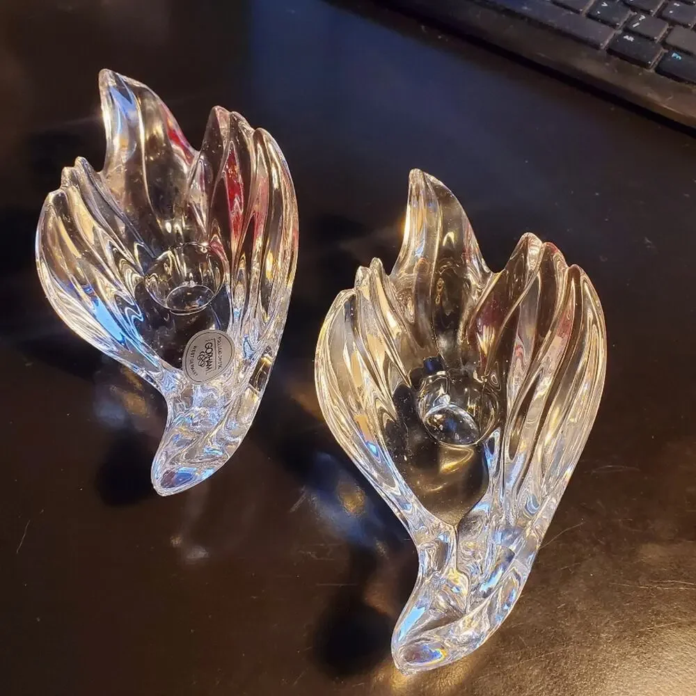 Gorham Full Lead Crystal Candlestick Holder Love Bird Dove West Germany